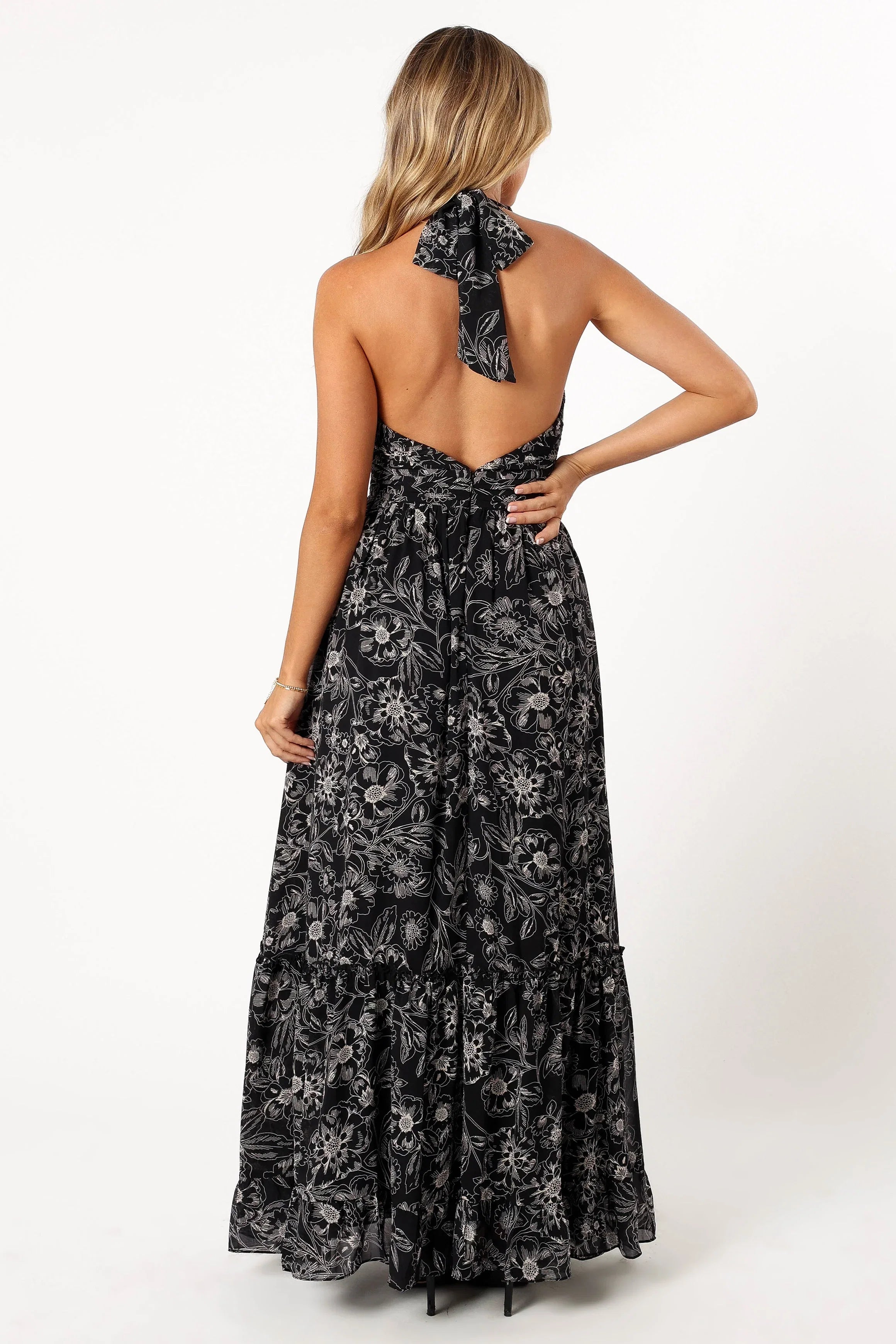 Lennon Halterneck Maxi Dress Black Floral
