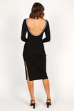 Louise Scoop Back Embellished Midi Dress Black