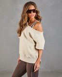 Empower Luxe Short Sleeve Off The Shoulder Sweatshirt