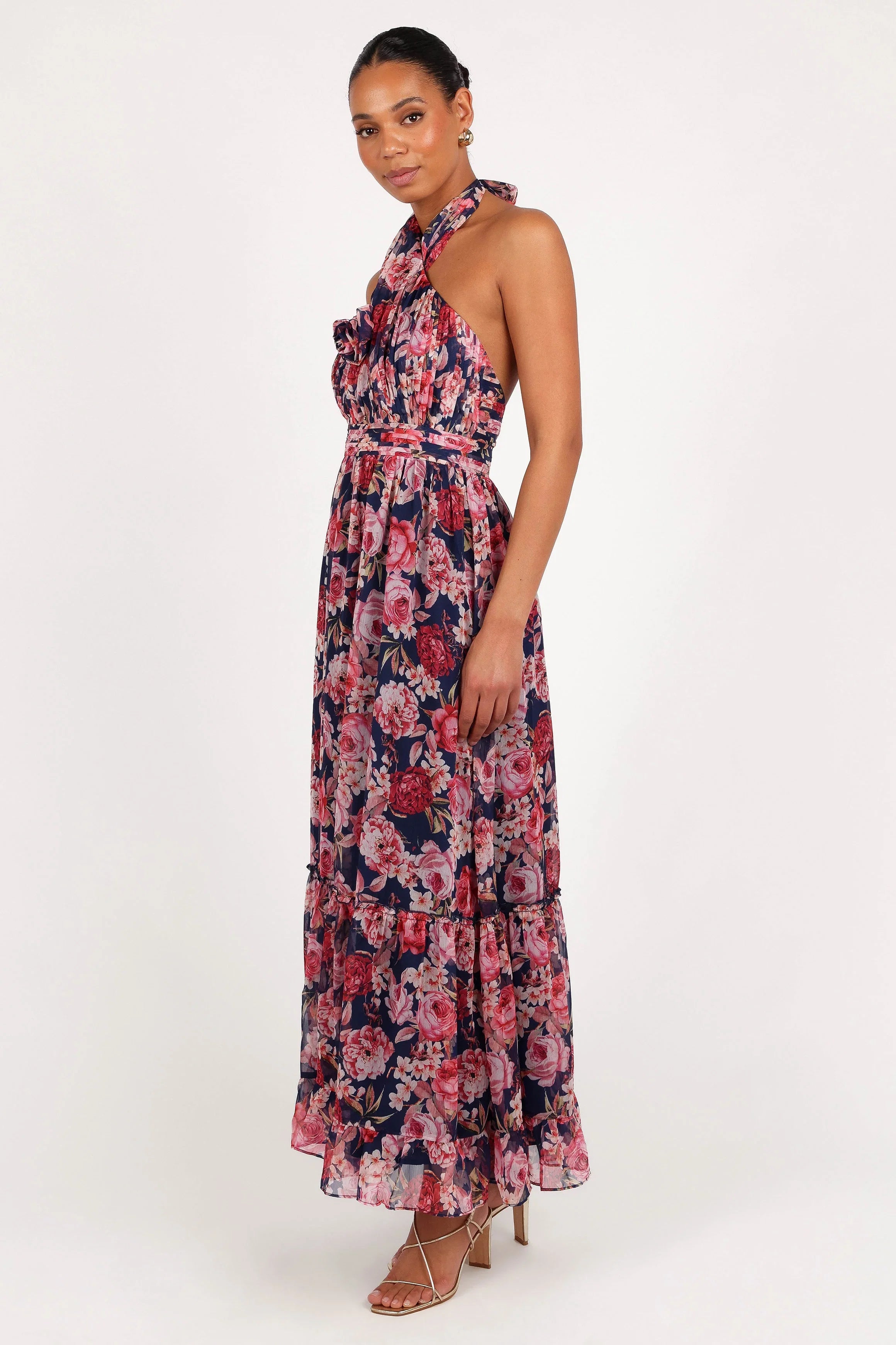 Lennon Halterneck Maxi Dress Navy Floral