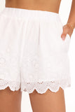 Zera Eyelet Scallop Shorts White