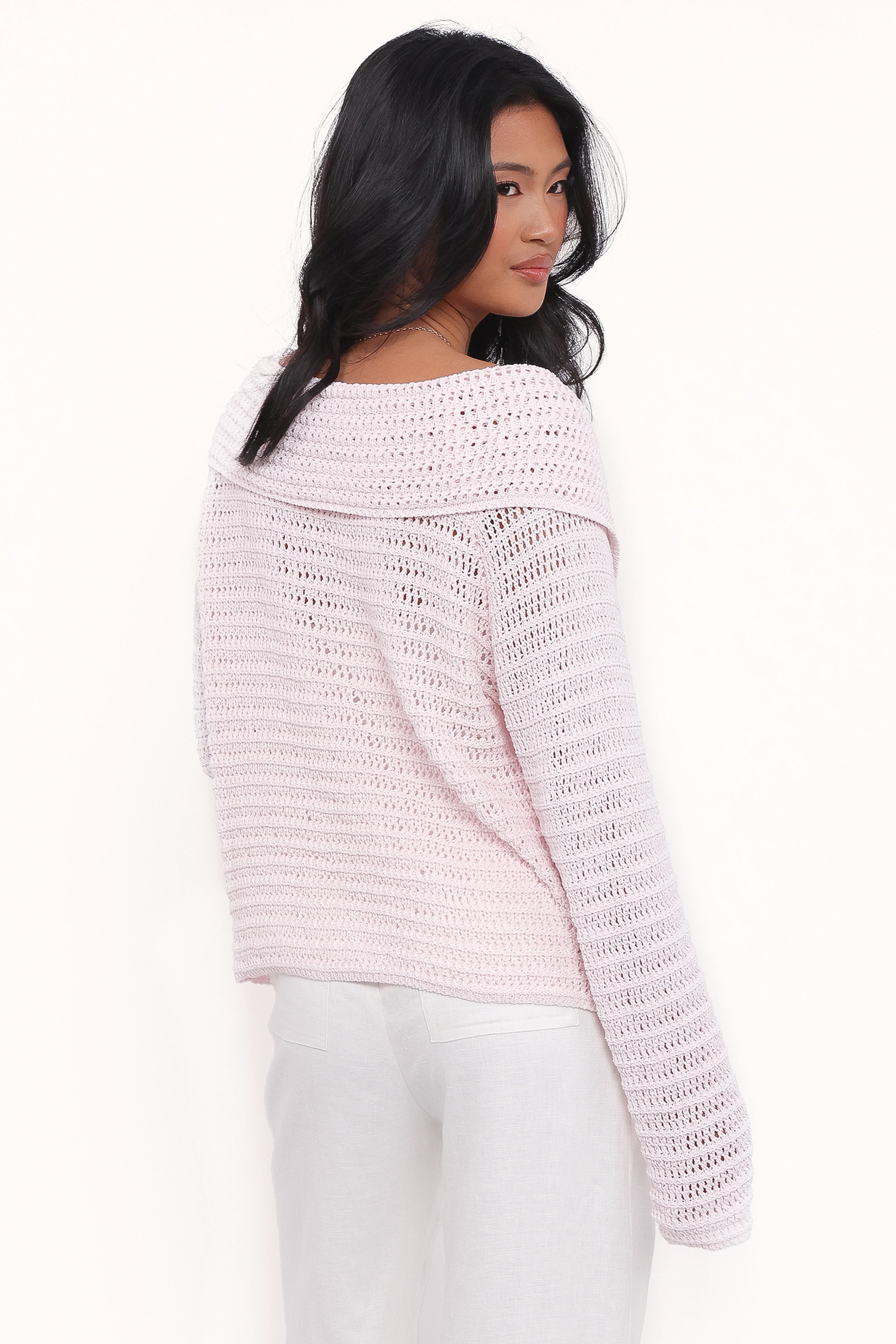 Lyra Large Collar Cardigan Pale Pink