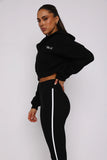 Stepping Out Cropped Hoodie Black