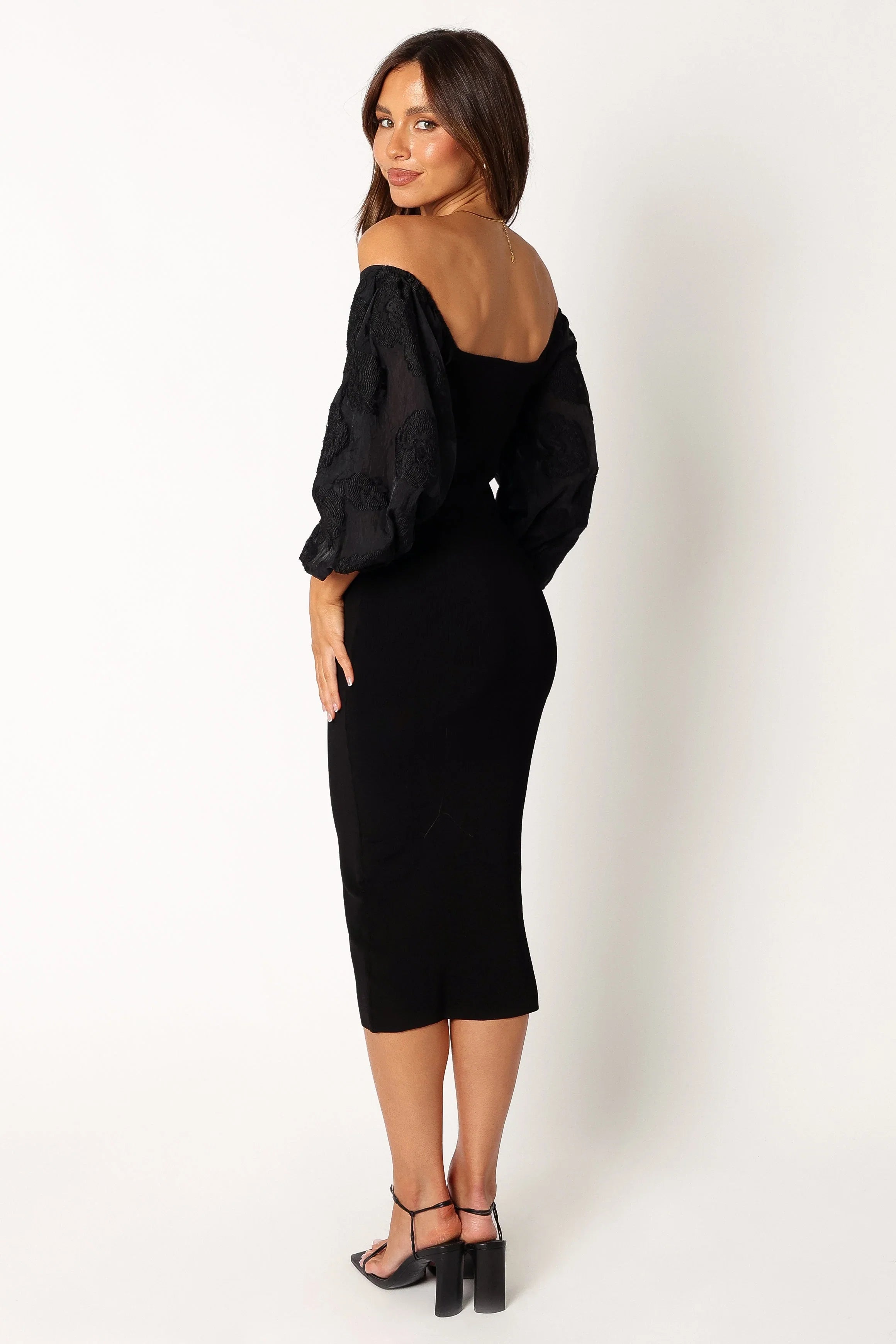 Dolly Puff Sleeve Midi Dress Black