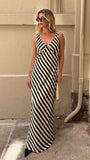 Ellery Maxi Dress Black Beige Stripe