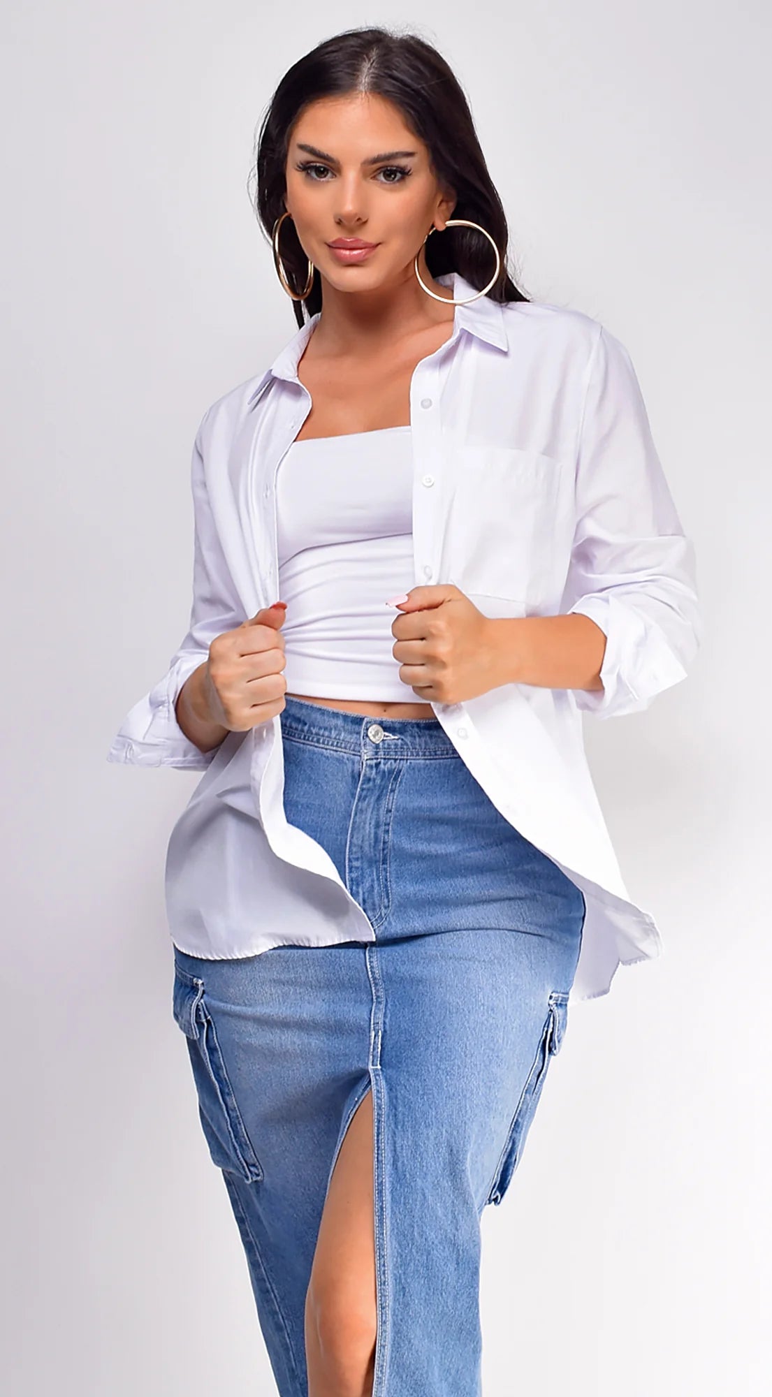 Sydney Denim Cargo Midi Skirt Blue