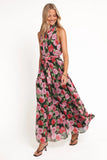 Caroline Maxi Halter Dress Black Floral