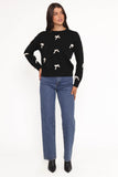 Voss Bow Knit Sweater Black