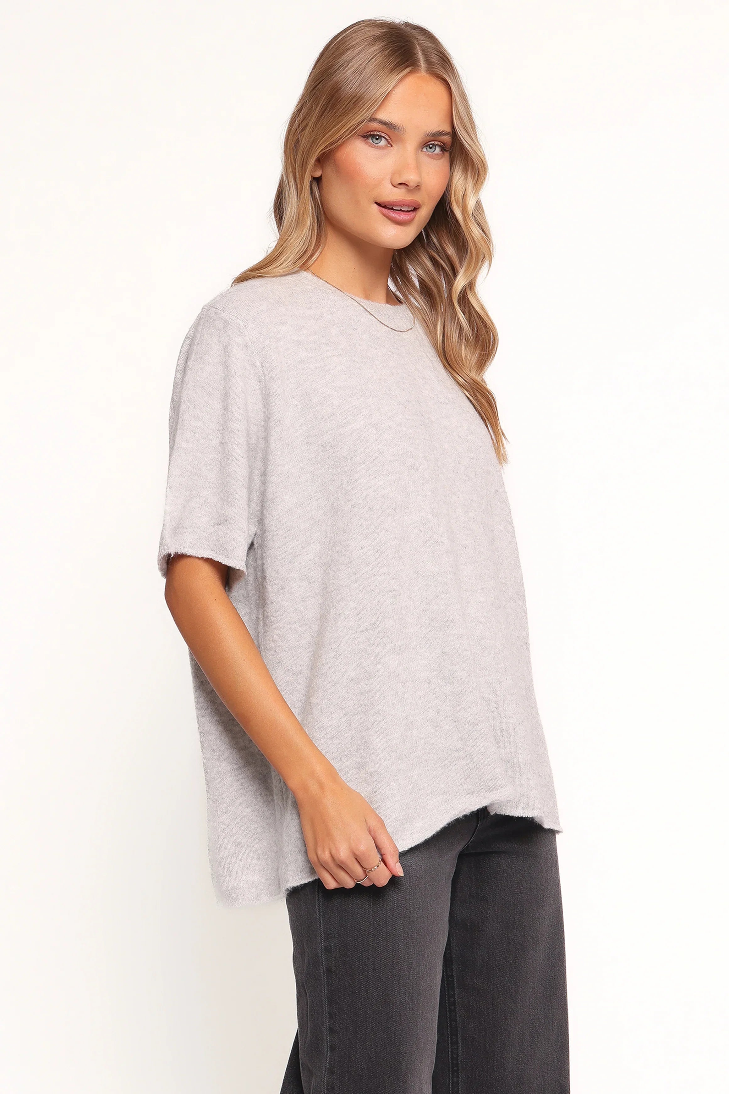 Morris Short Sleeve Oversized Sweater Tee Grey