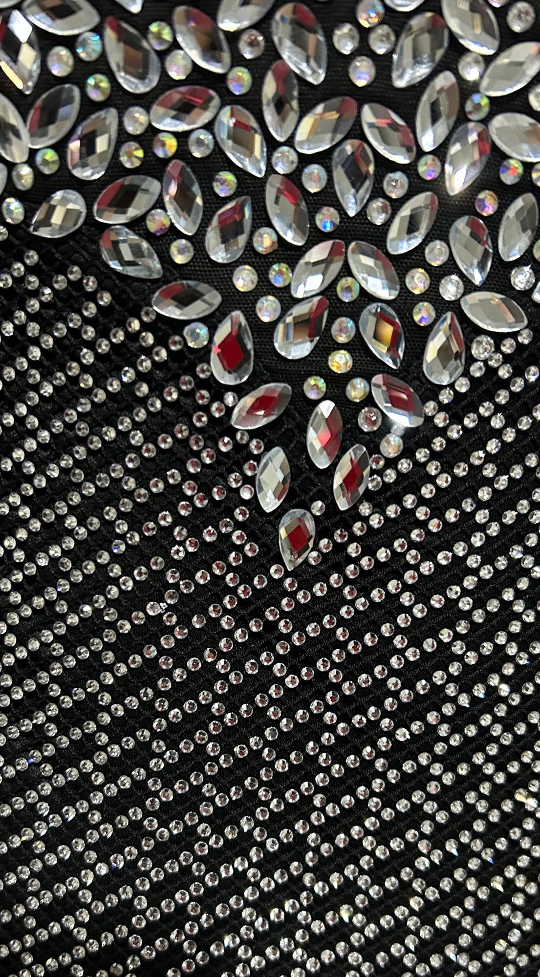 Maravelle Rhinestone Mermaid Maxi Dress Black