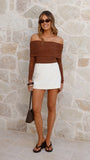 Isadora Off Shoulder Top Chocolate