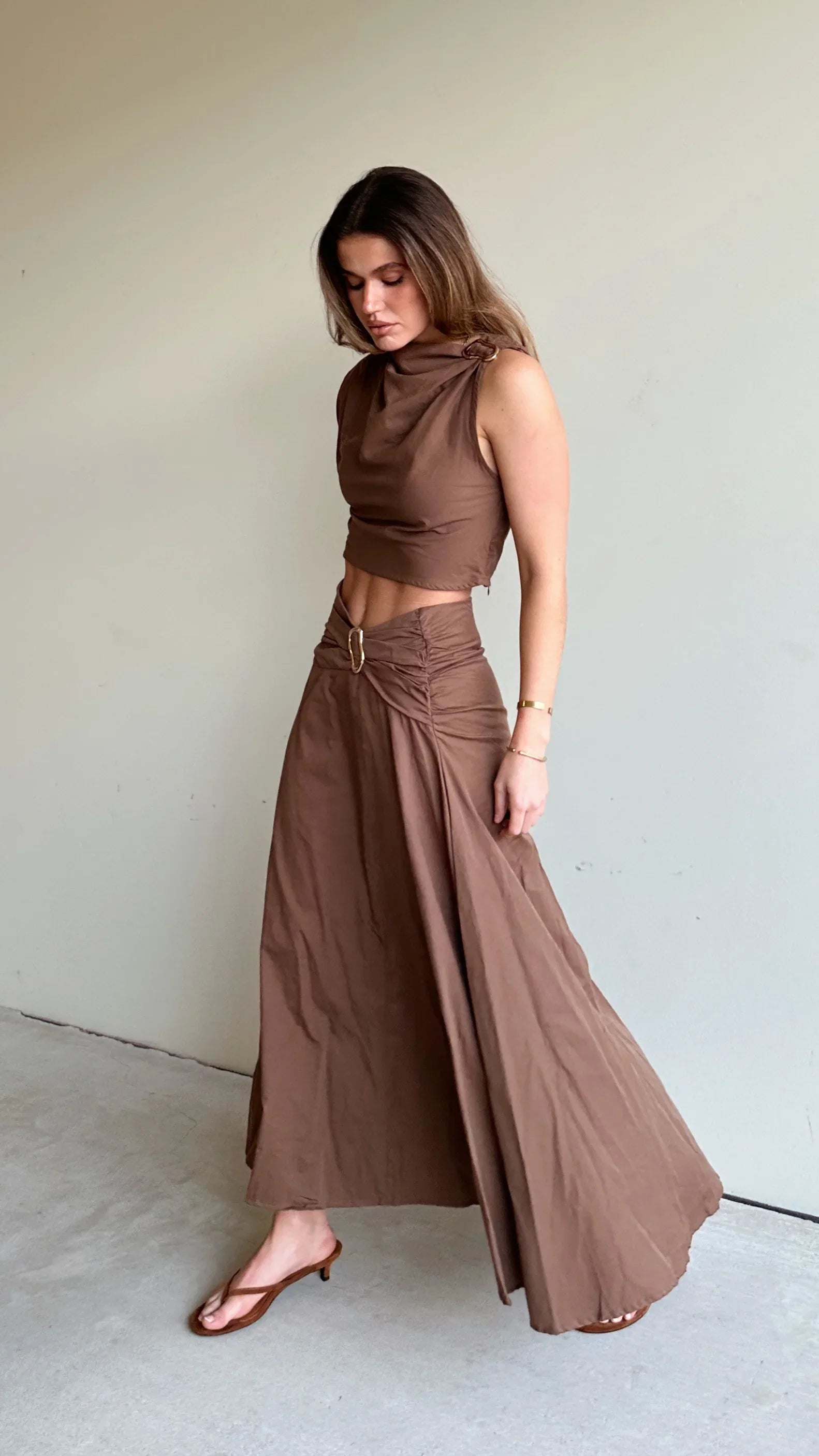 Delphine Maxi Skirt Chocolate