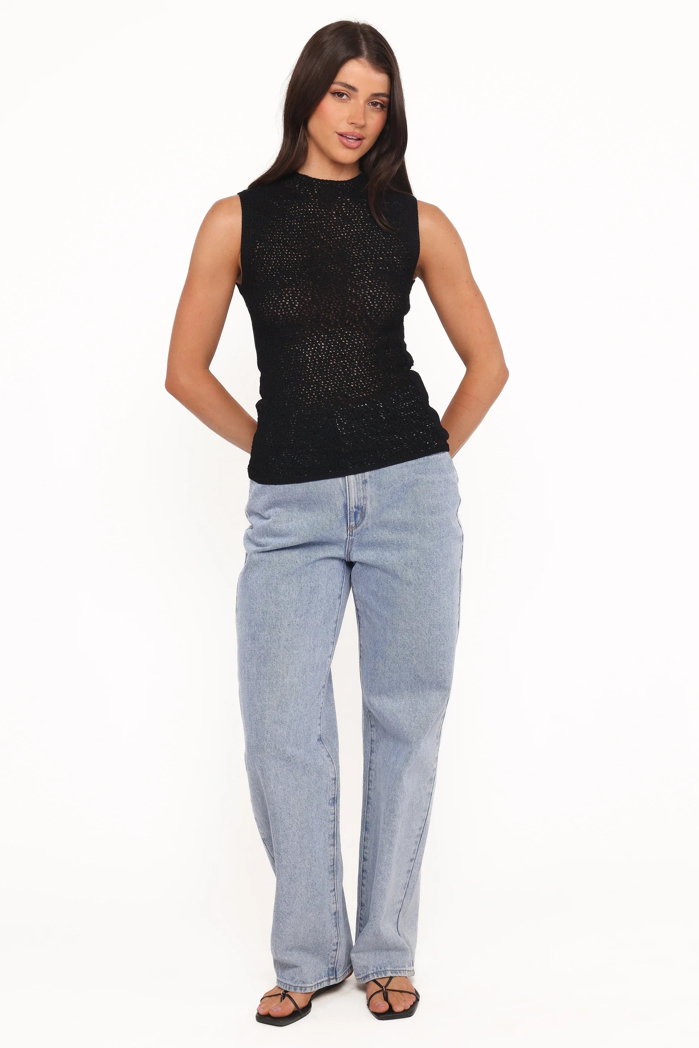 Brody Sheer Knit Top Black