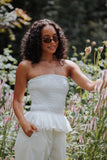 Stori Shirred Top White Broderie