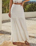 Crystal Hours Tiered Ruffle Lace Maxi Skirt