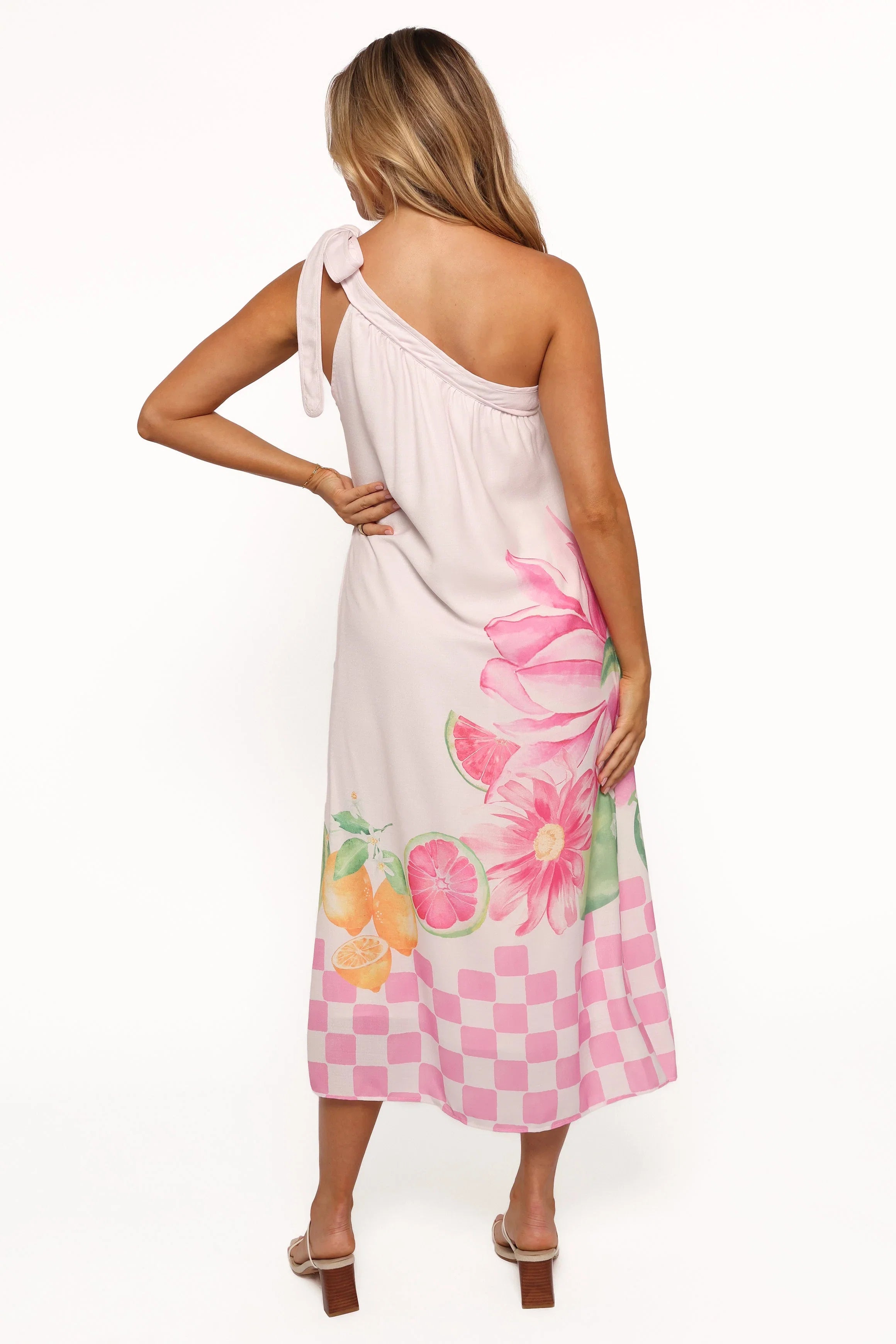 Reagan One Shoulder Midi Dress Pink