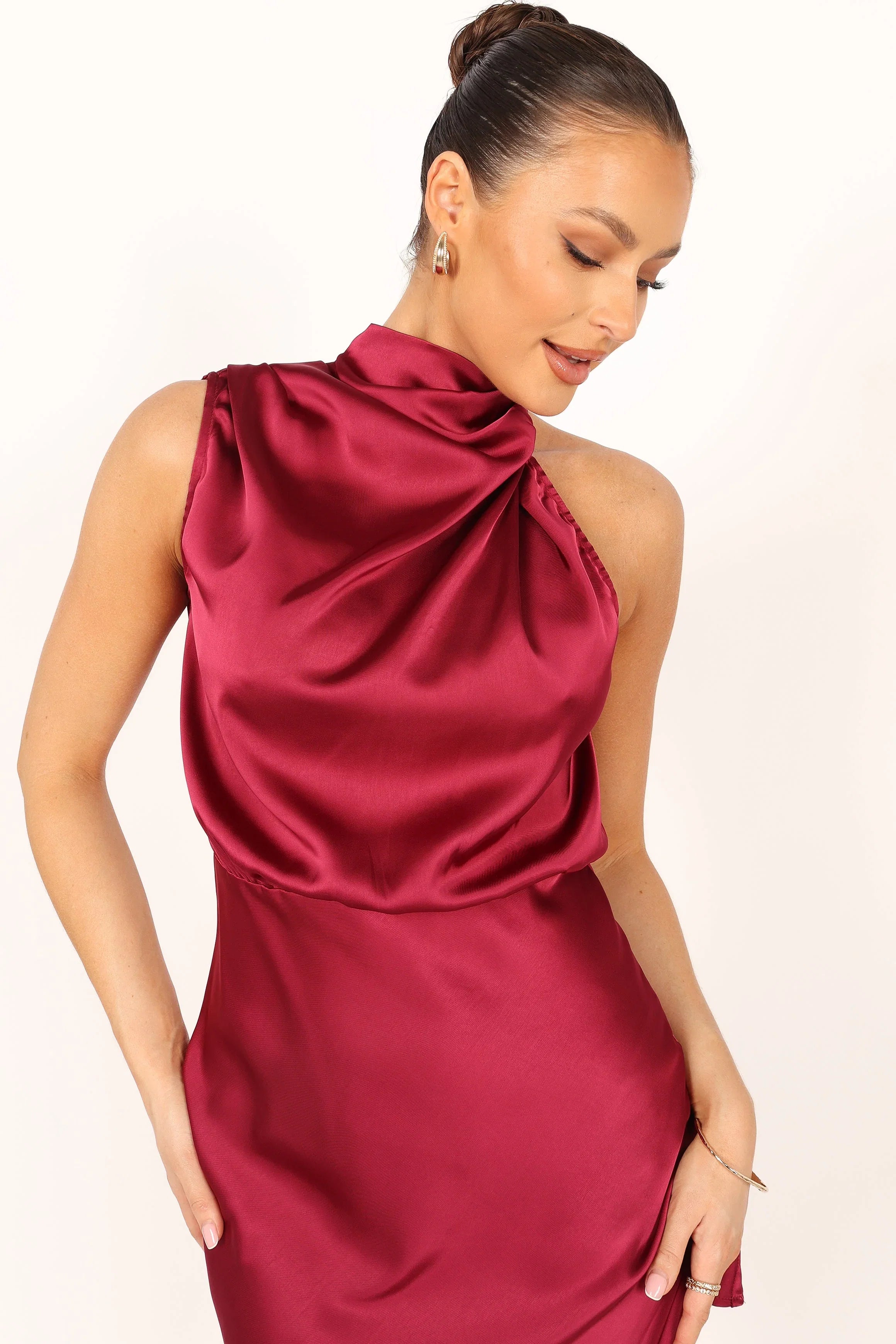 Anabelle Halter Neck Mini Dress Berry