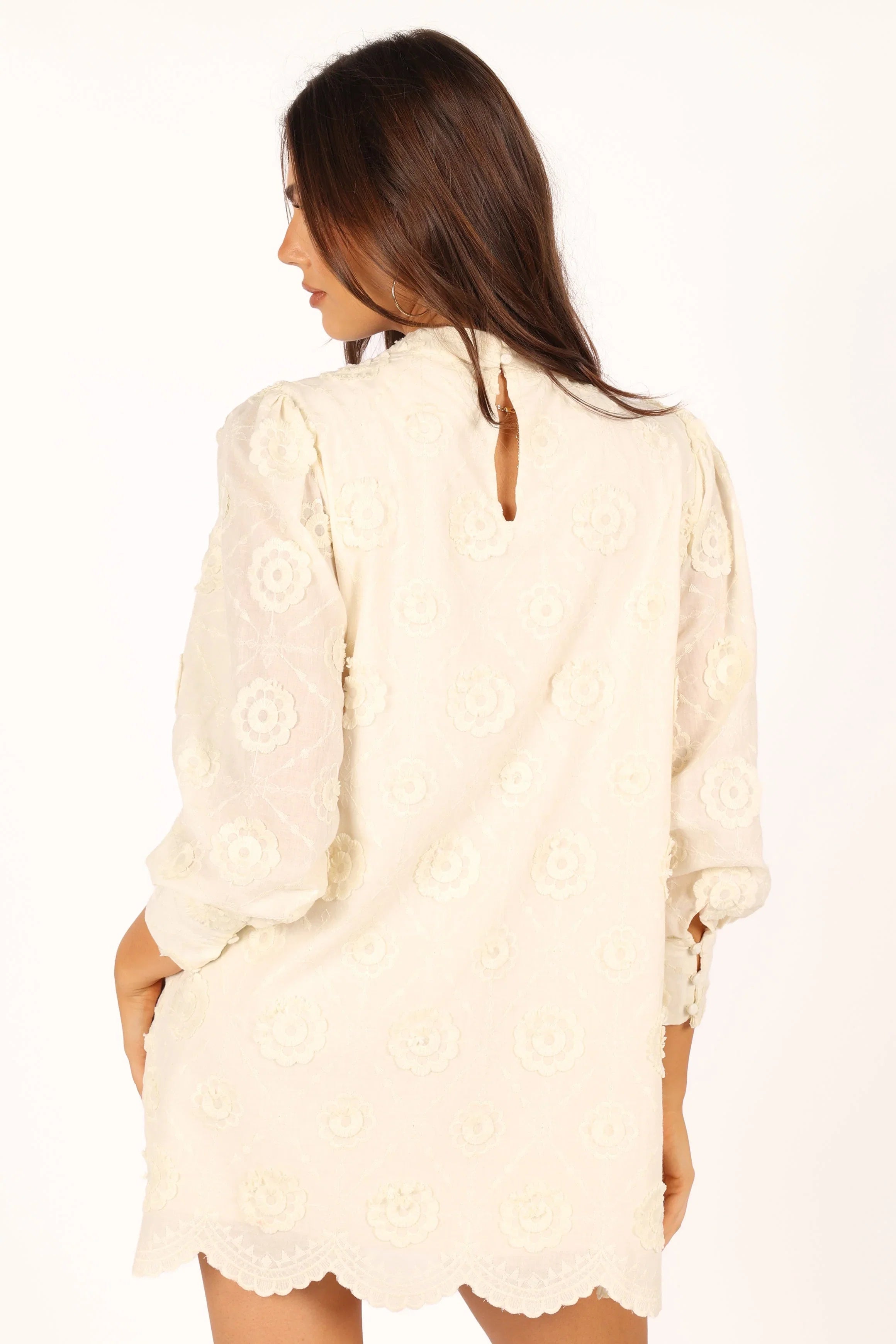 Stefania Long Sleeve Mini Dress Cream