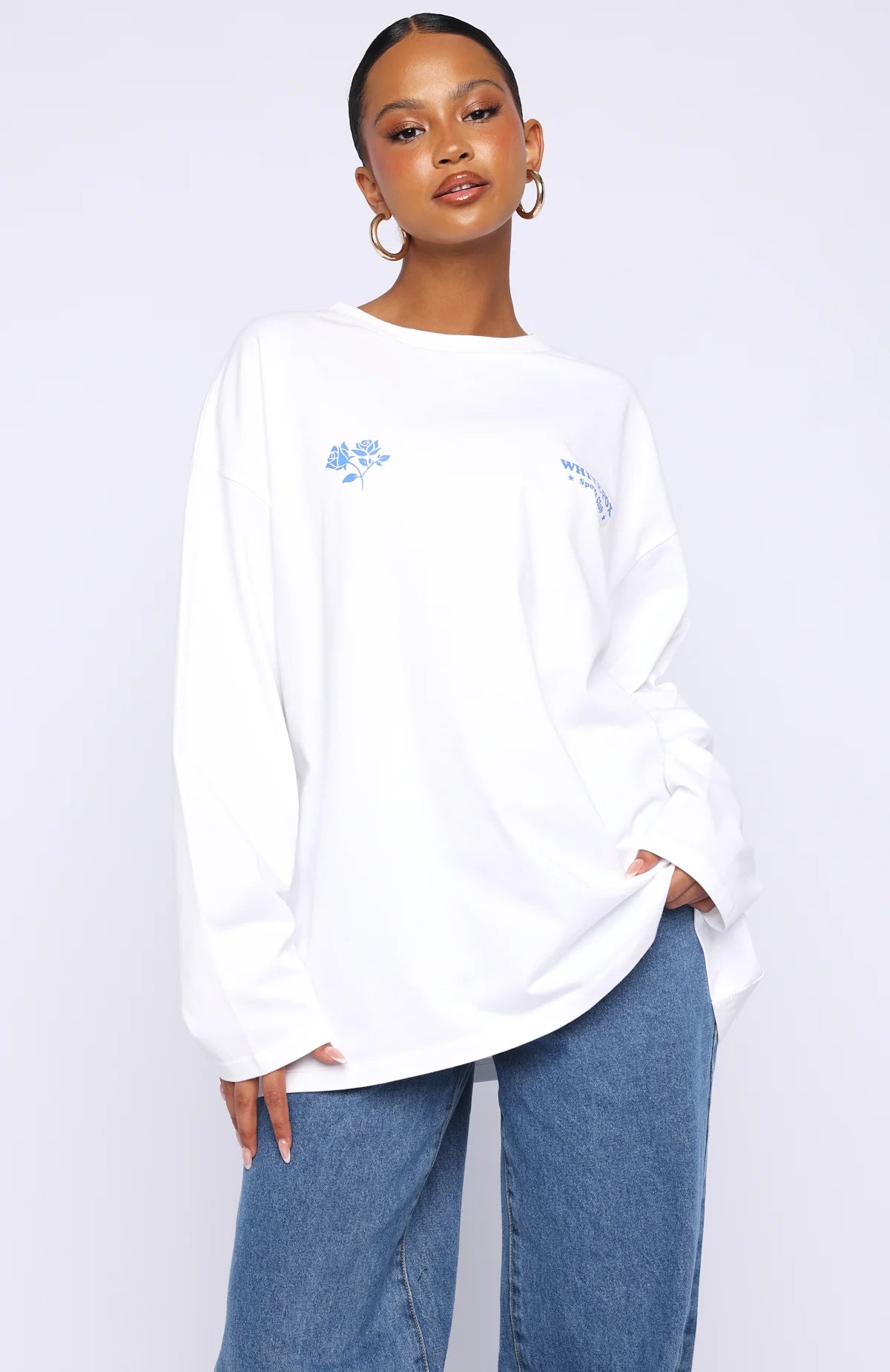 Little Bit Loud Oversized Long Sleeve Tee White