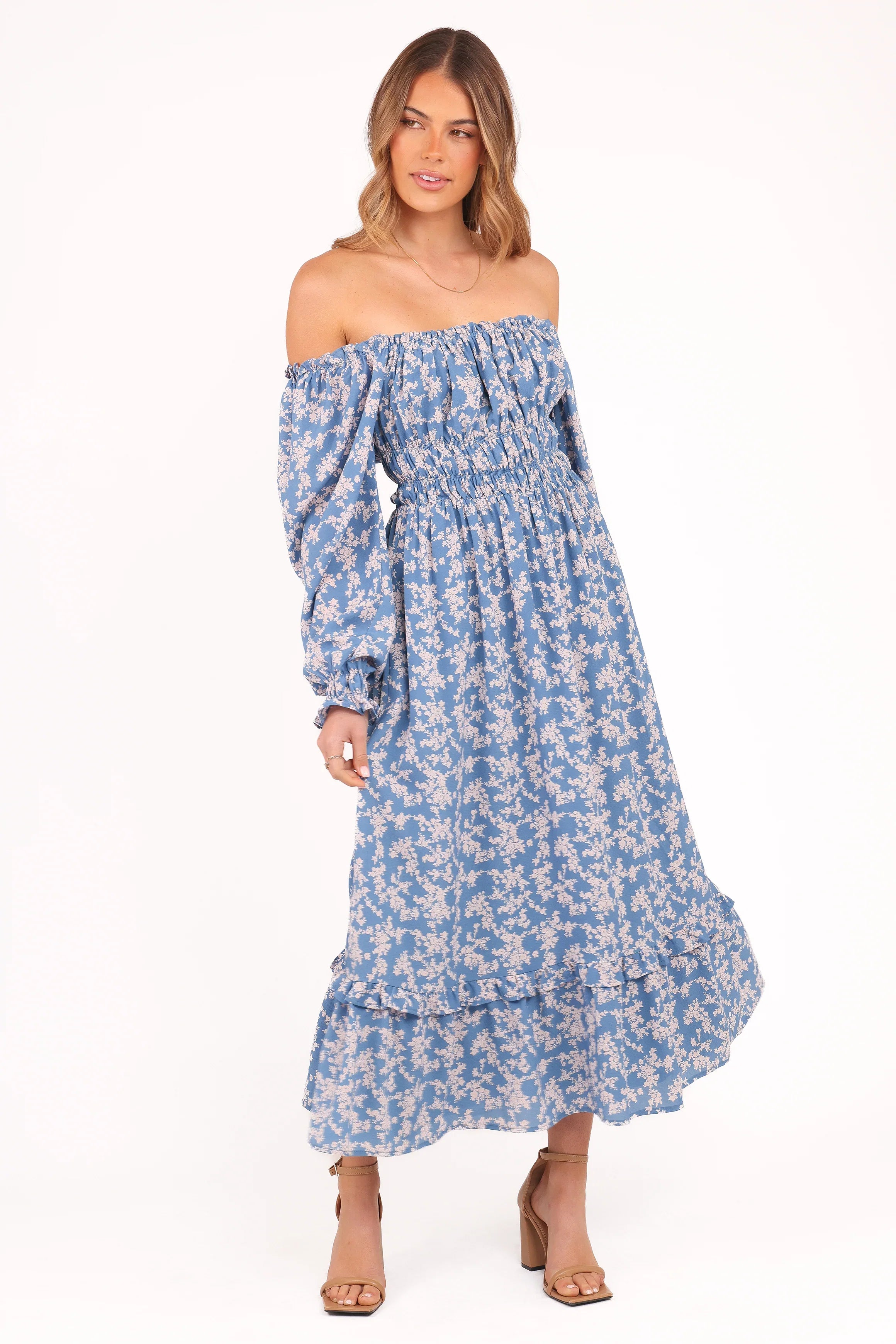 Aine Midi Dress Blue Floral