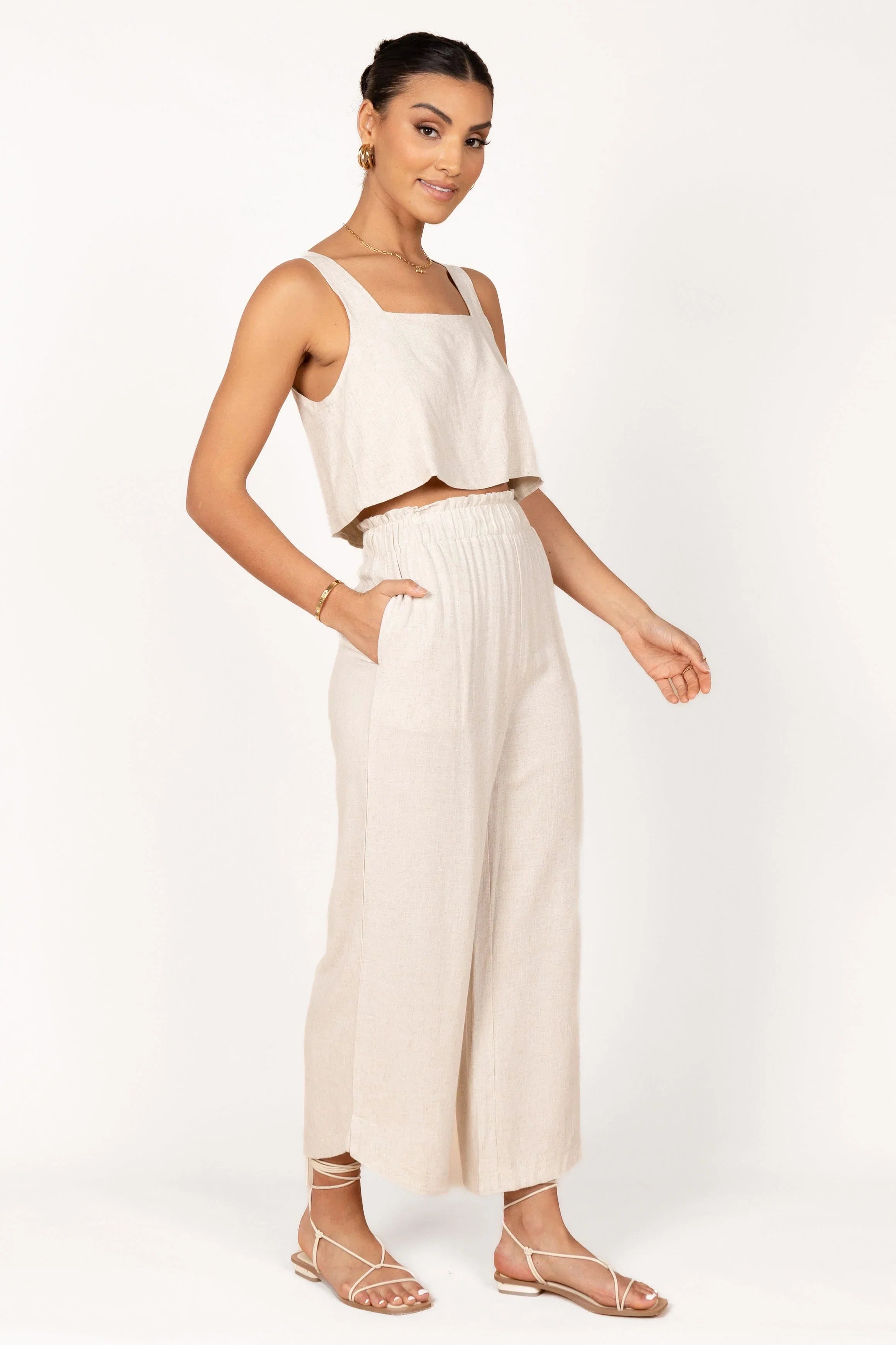 Eleanor High Waisted Pants Beige