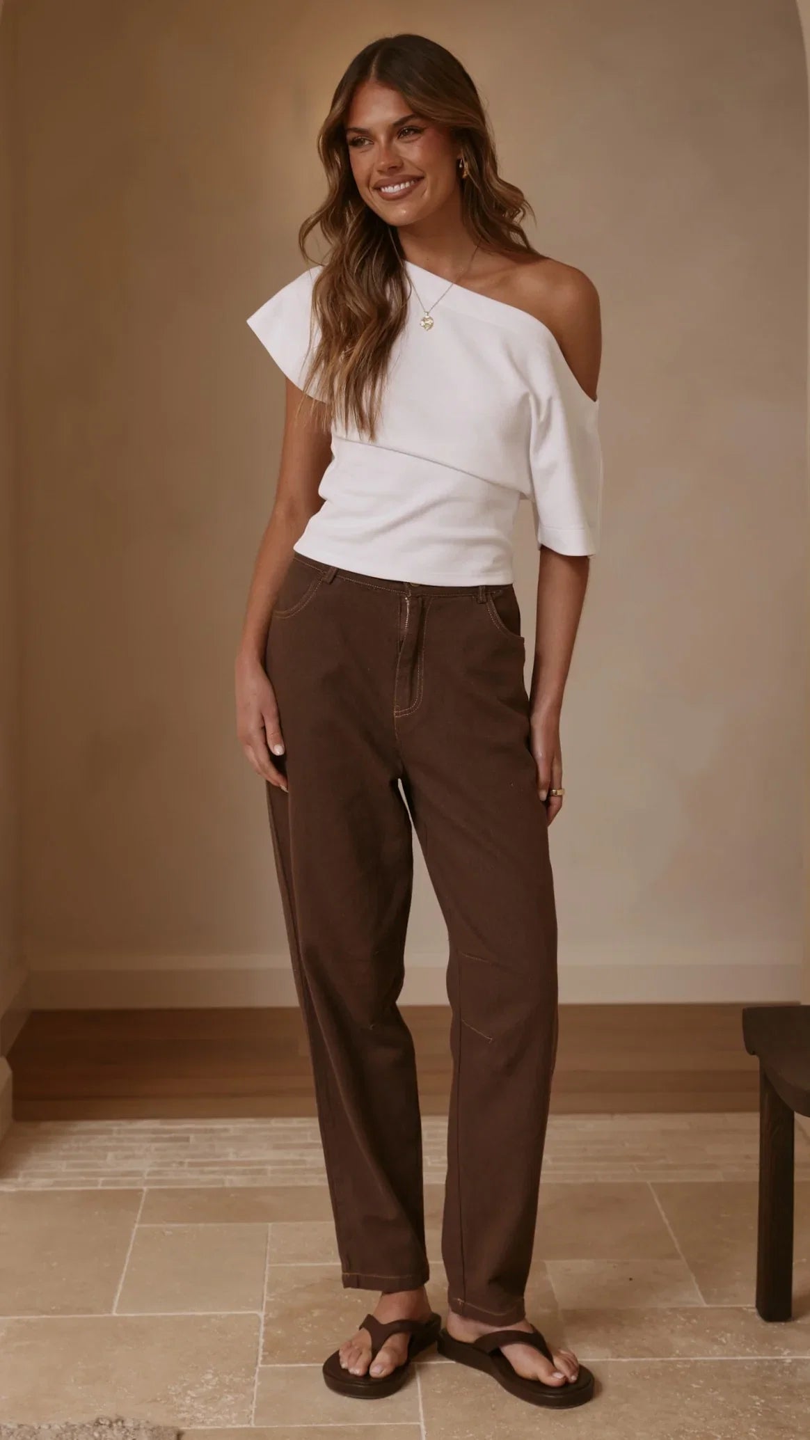Cleora Barrel Jeans Chocolate