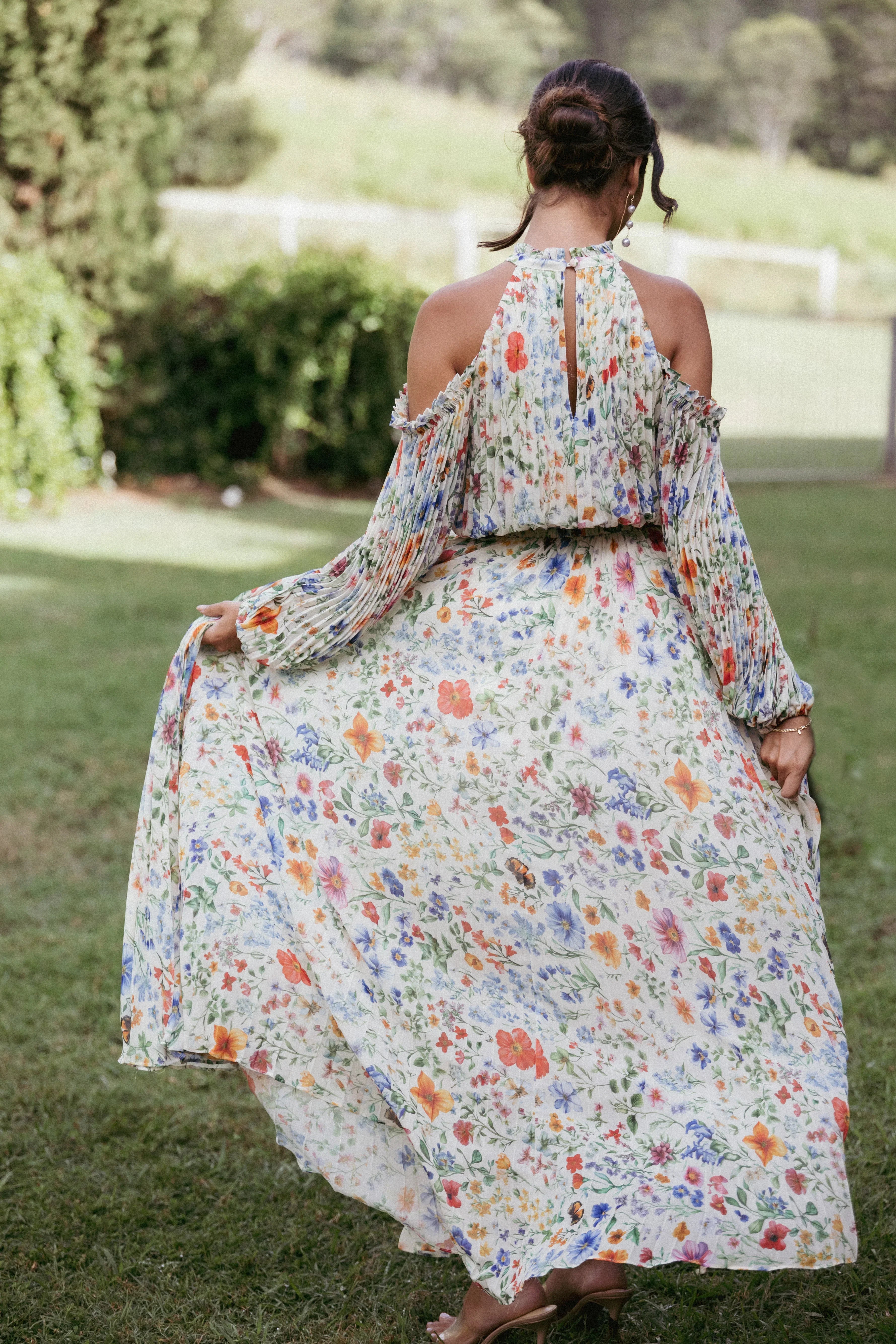 Hilary Pleated Maxi Dress Garden Floral