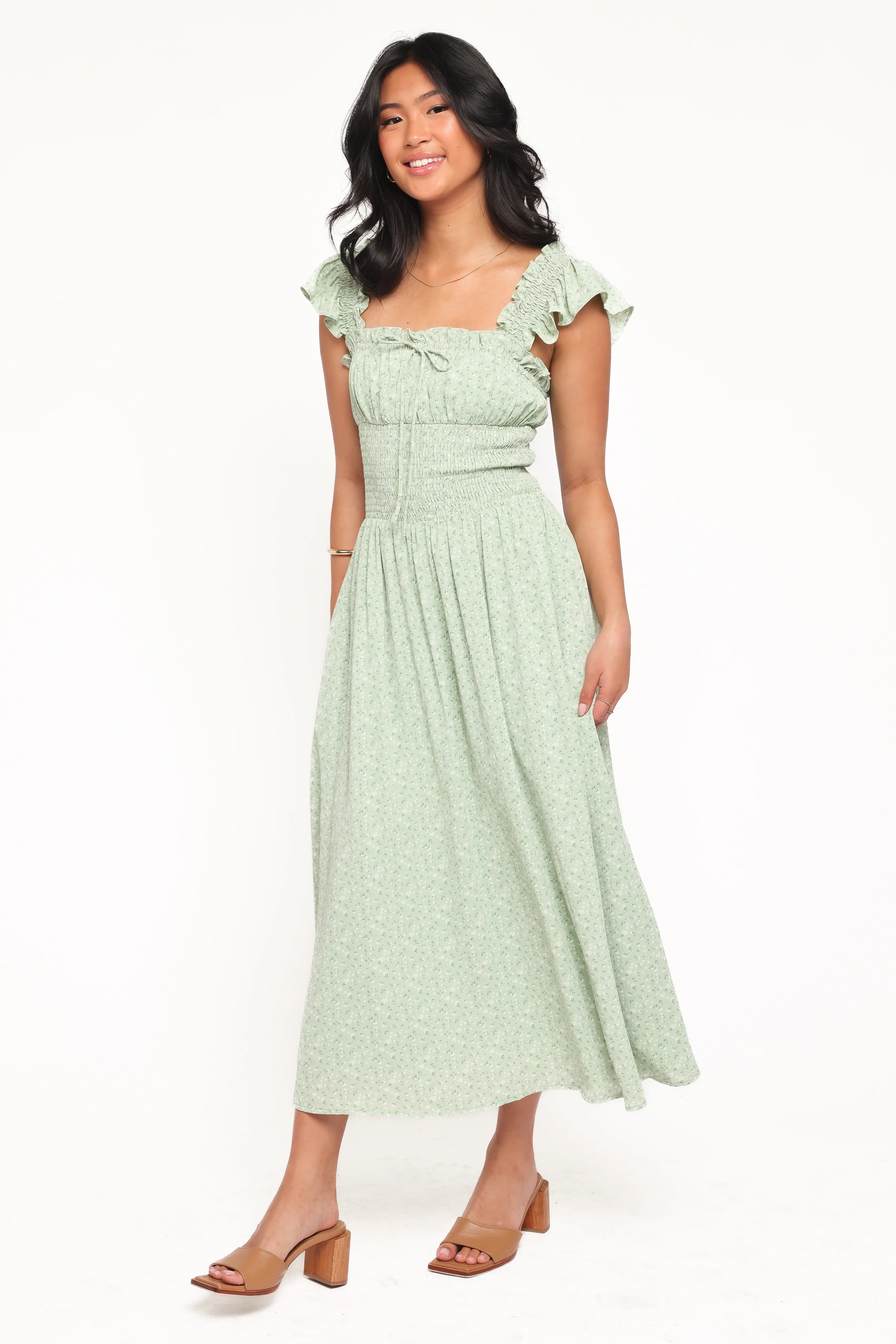 Bronte Midi Dress Green Floral