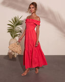 Sol Haze Ruffle Off The Shoulder Maxi Dress