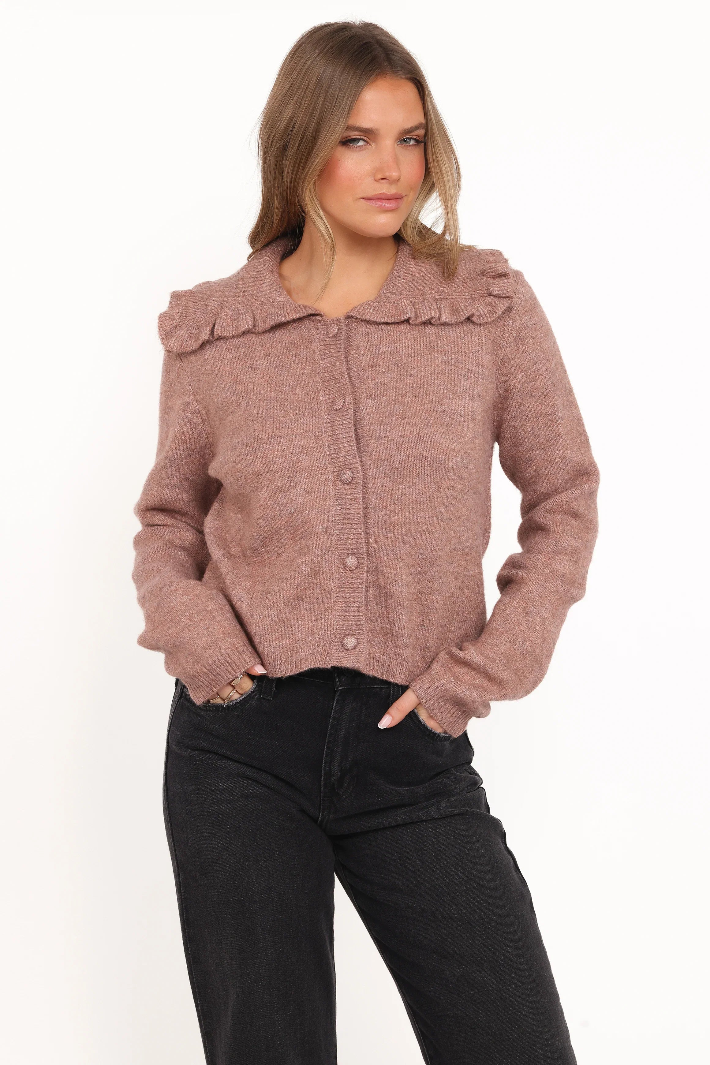 Carmello Frill Collar Cardigan Mocha