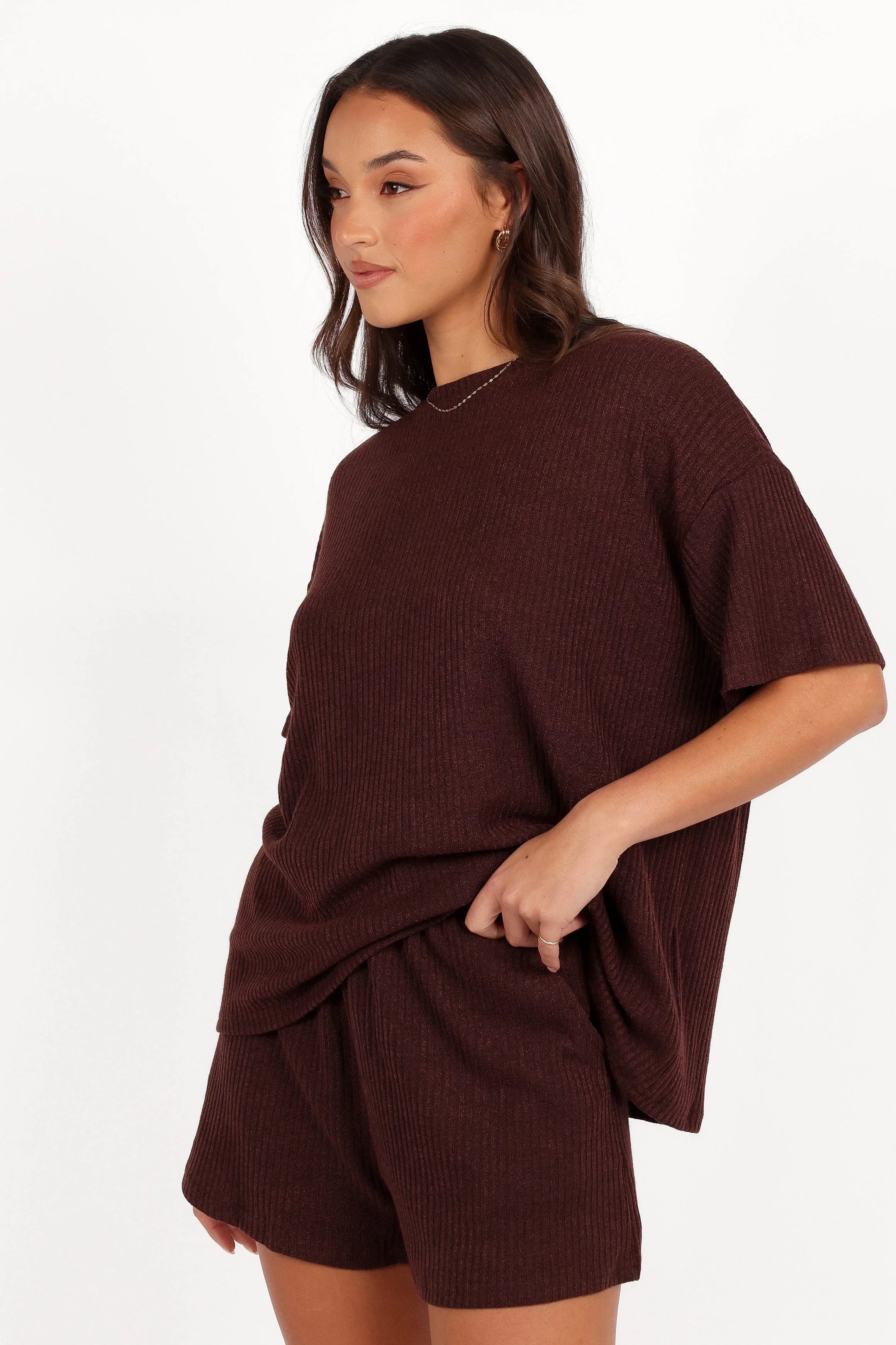 Granger Knit Short Set Chocolate Brown