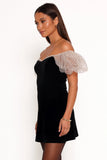 Ennette Velvet Mini Dress Black