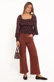Greta Top Burgundy Floral