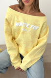 Vol 1 Off Shoulder Printed Sweater Lemon Bow