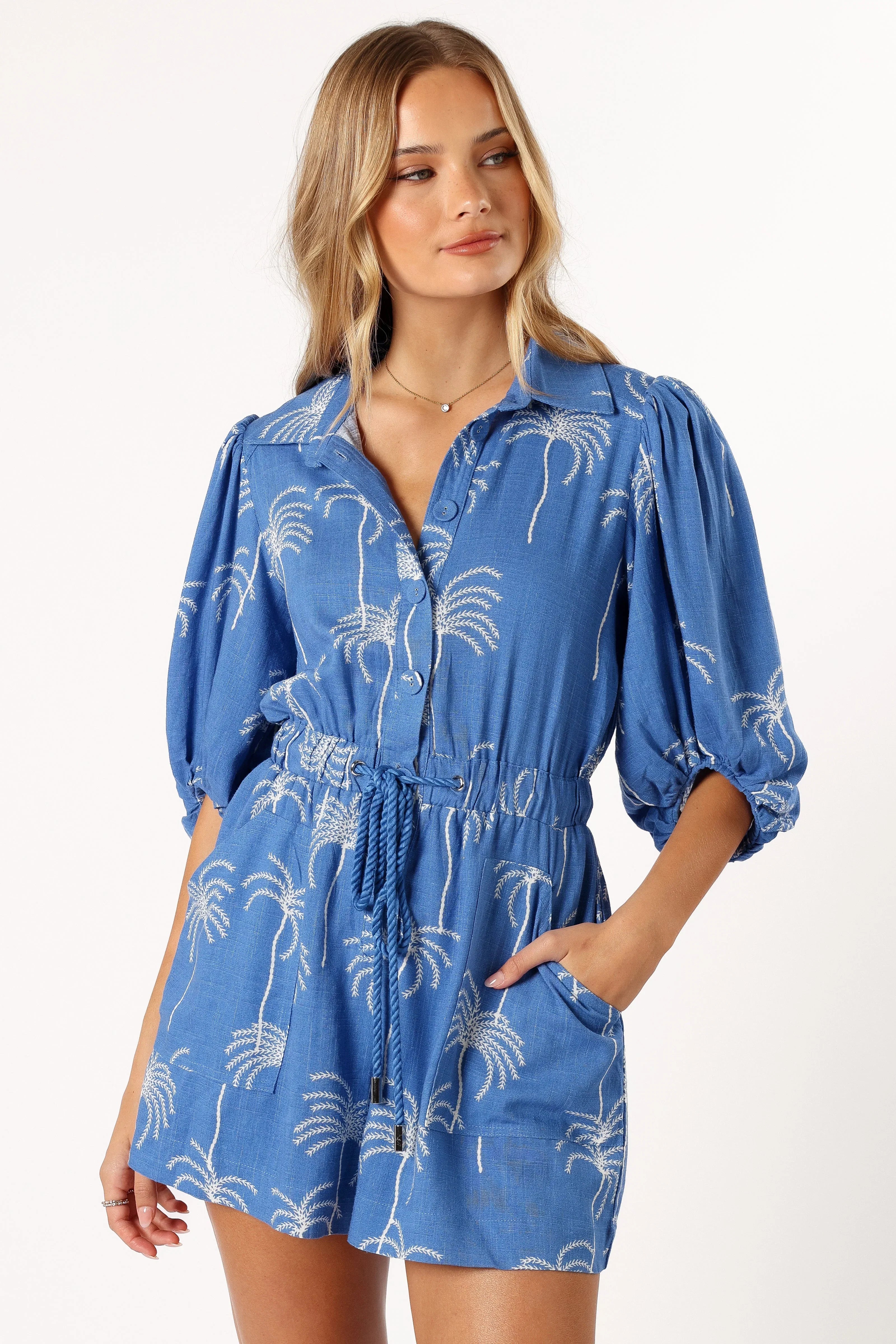 Gina Romper Blue Print