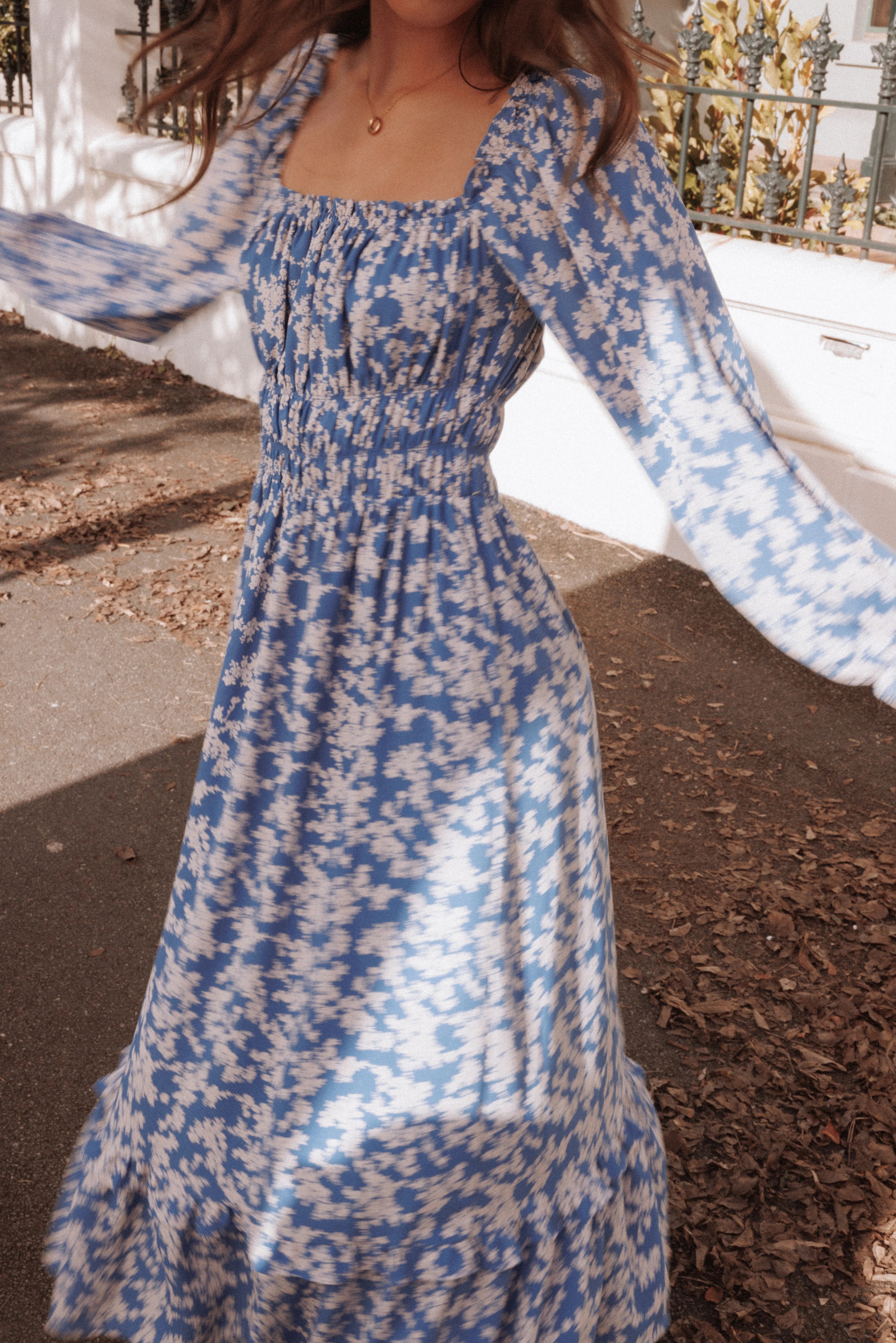 Aine Midi Dress Blue Floral