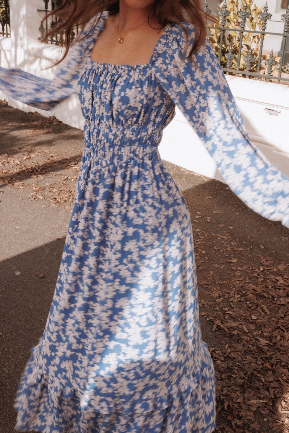 Aine Midi Dress Blue Floral