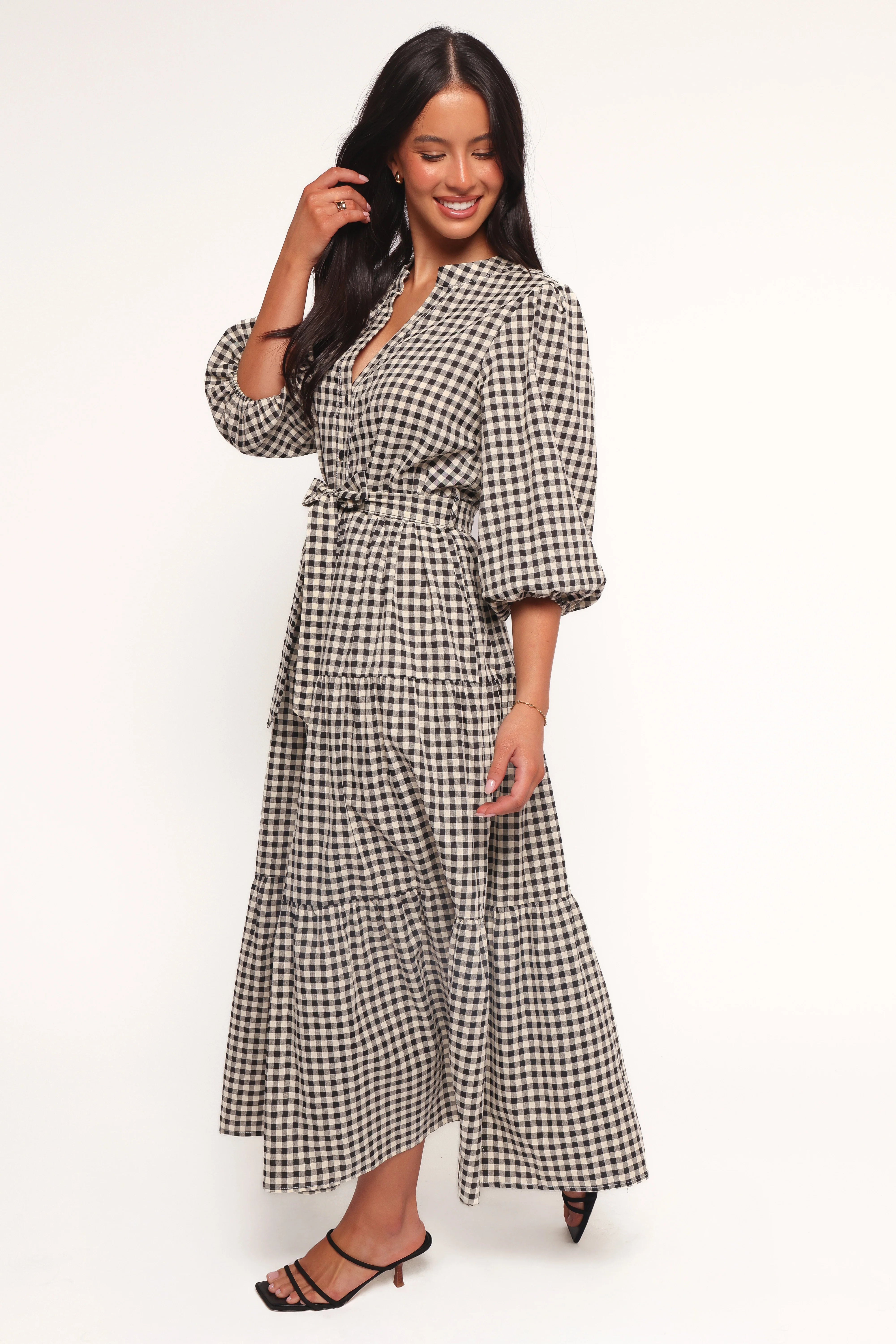 Dixon Maxi Dress Black Cream Gingham
