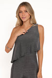 Anna One Shoulder Lurex Jumpsuit Black Silver