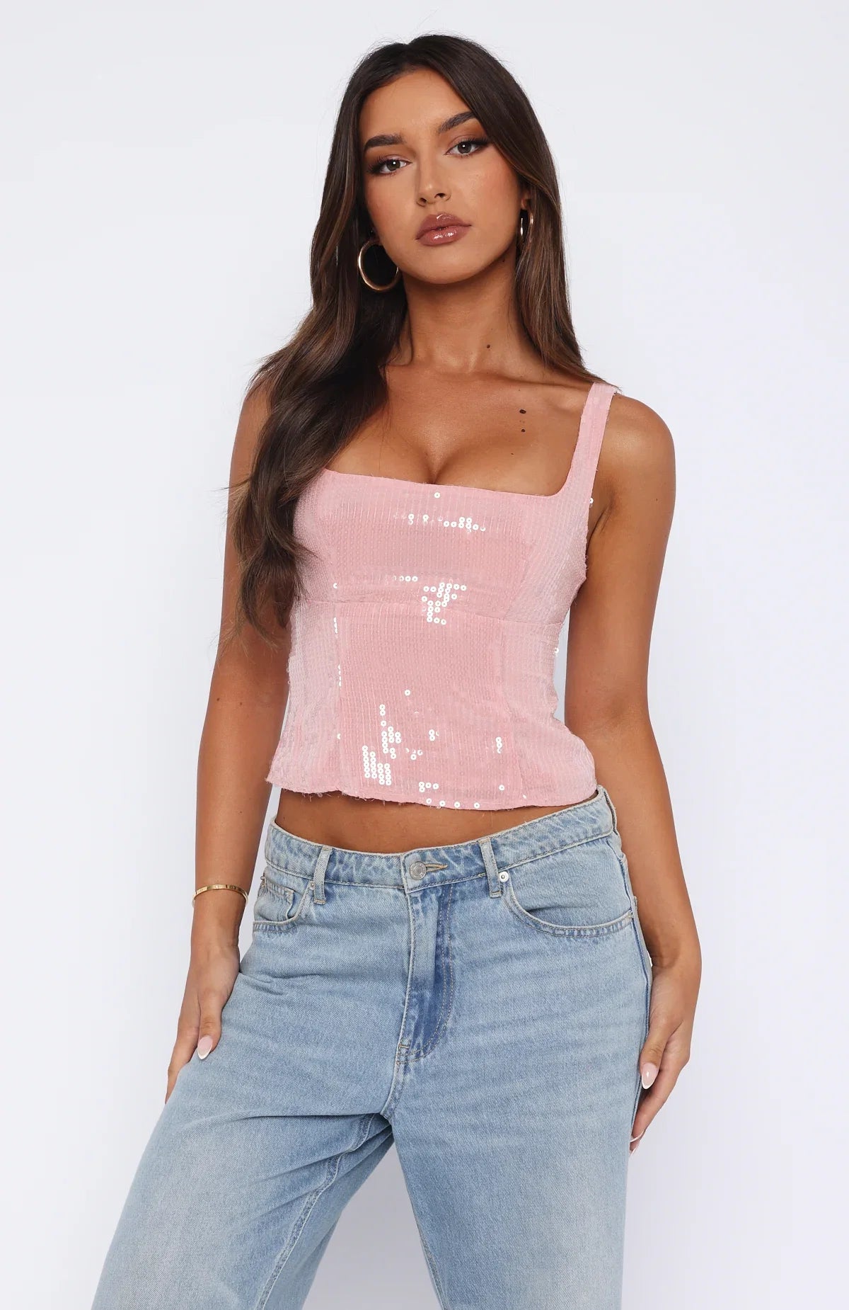 Cant Explain It Sequin Bustier Pink