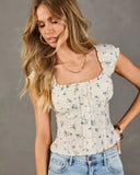 Wildflower Sonnet Pleated Ruffle Floral Crop Top