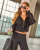 Game Face Contrast Trim Cropped Zip Up Jacket
