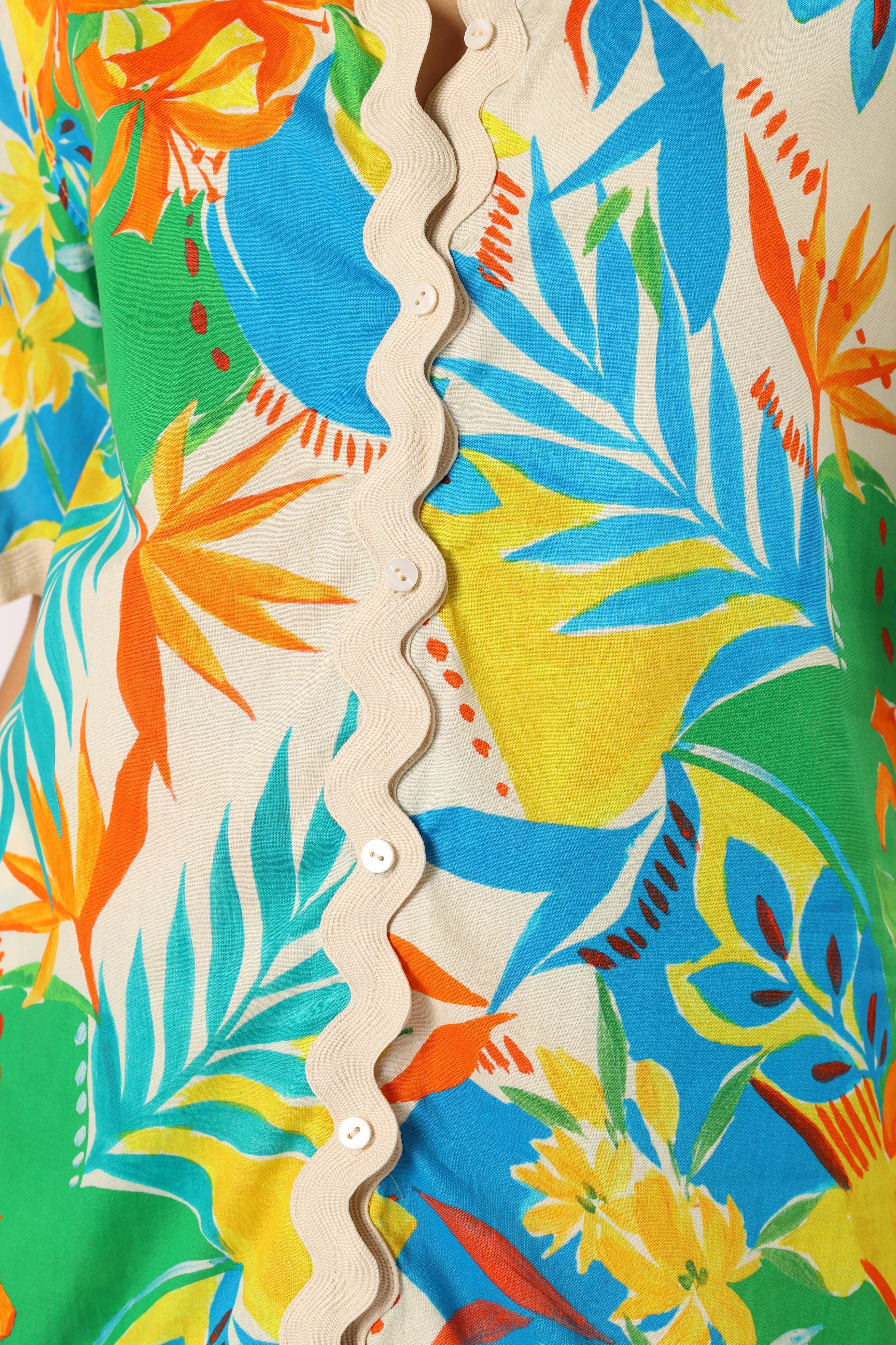 Harriet Button Down Top Malta Print