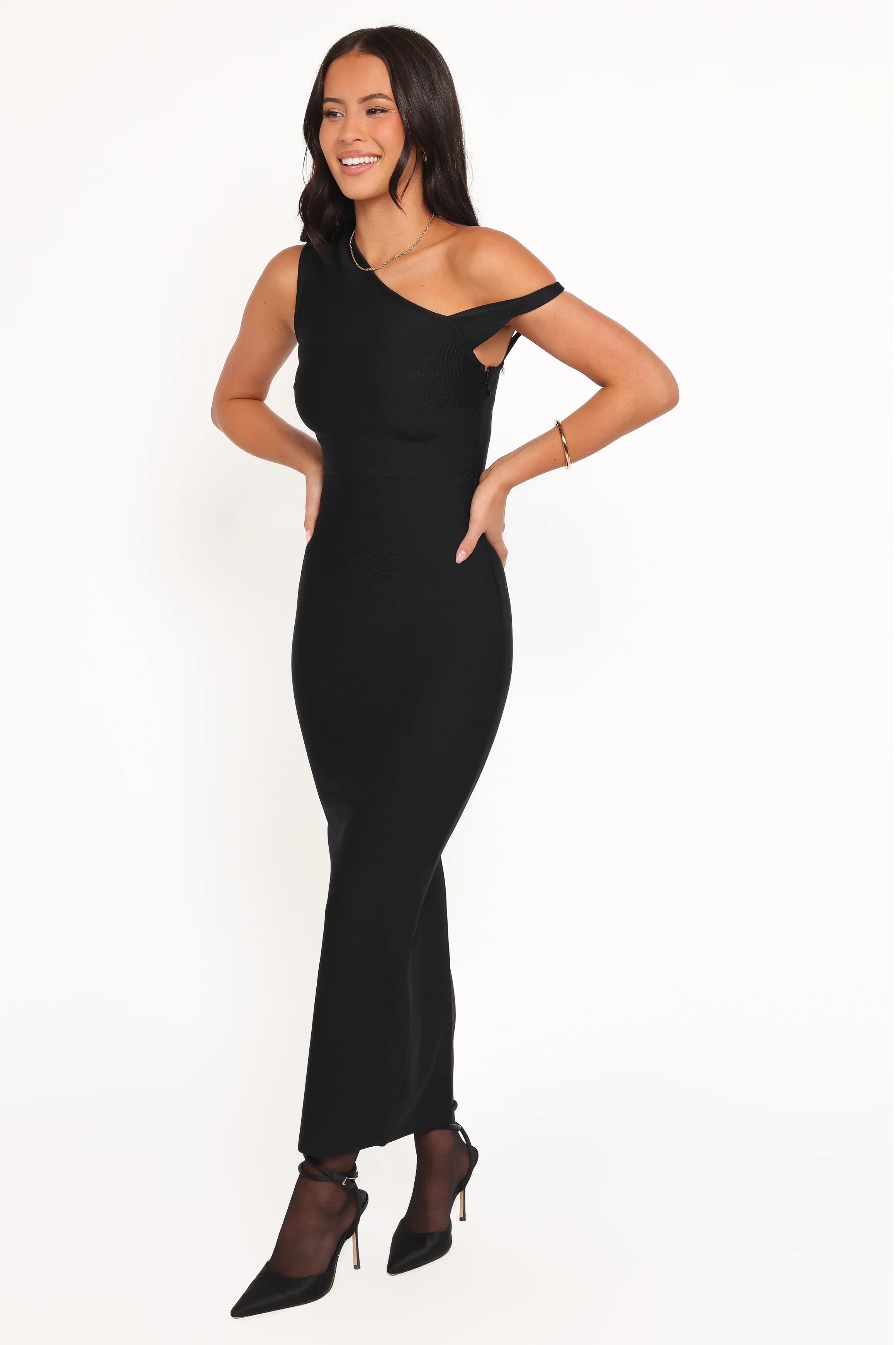 Hudson Off Shoulder Midi Dress Black
