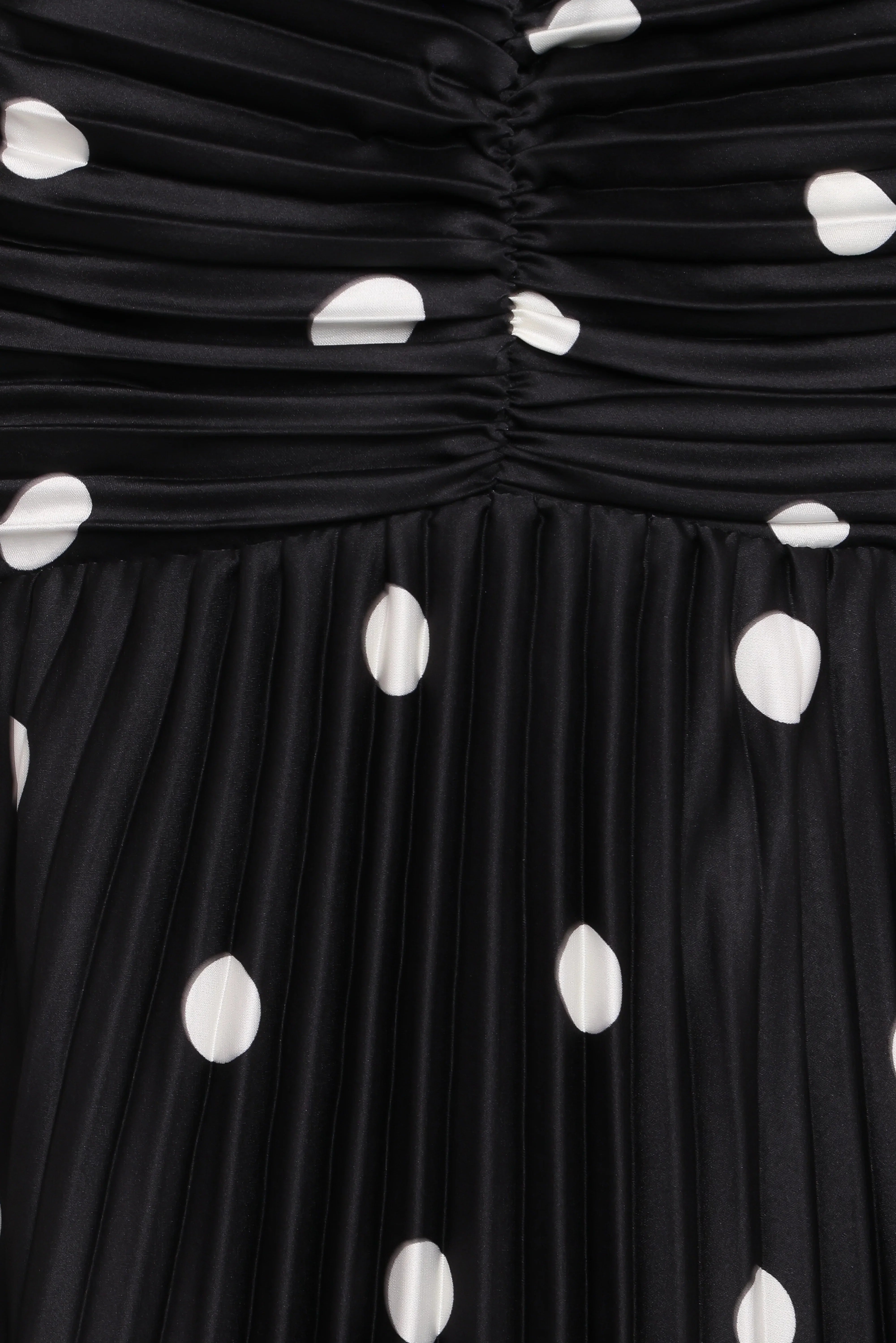 Naira Pleated Maxi Dress Black Polka Dot