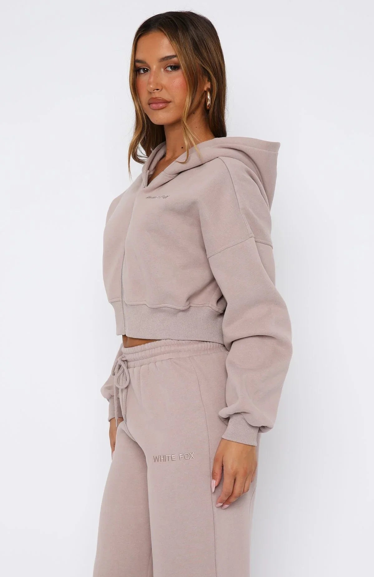 Stay Lifted Cropped Hoodie Cinnamon