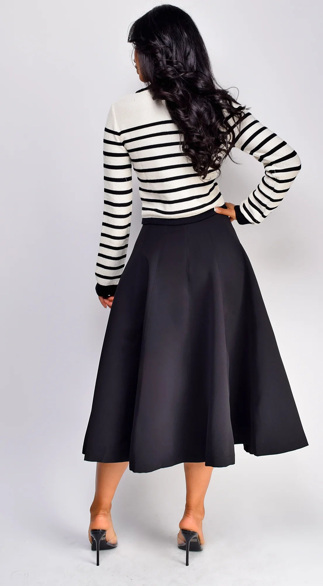 Eliana Stripe Button Down Cardigan Ivory