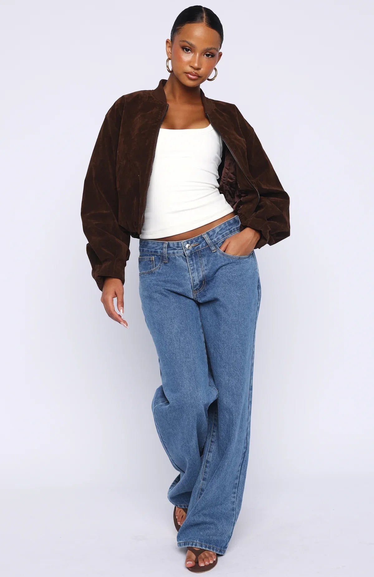What Did I Miss Faux Suede Jacket Chocolate