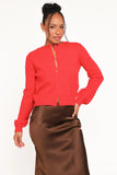 Fauna Tonal Floral Cardigan Red
