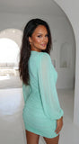 Deniz Surplice Mini Dress Mint Green